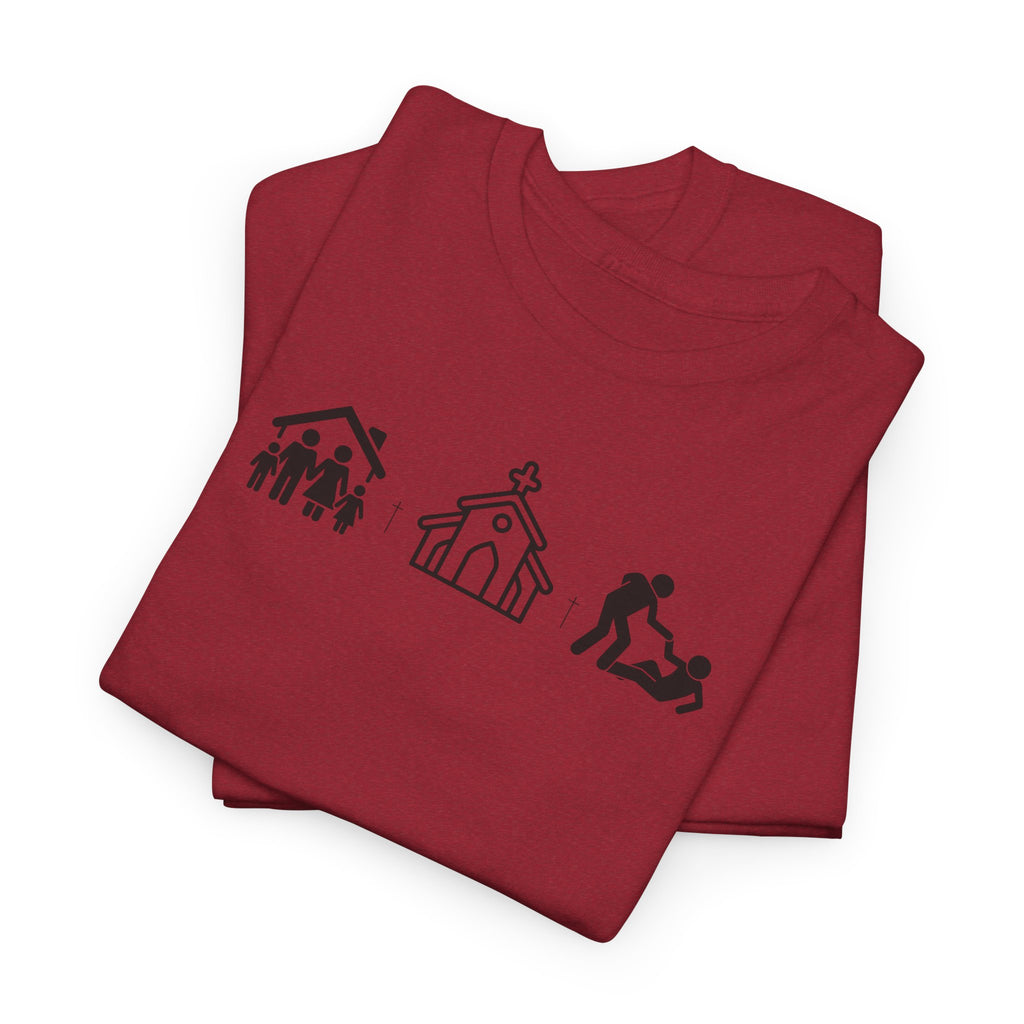 Build Your Family Go To Church Love Your Neighbor T-Shirt – Christian Faith-Based Tee for Men & Women