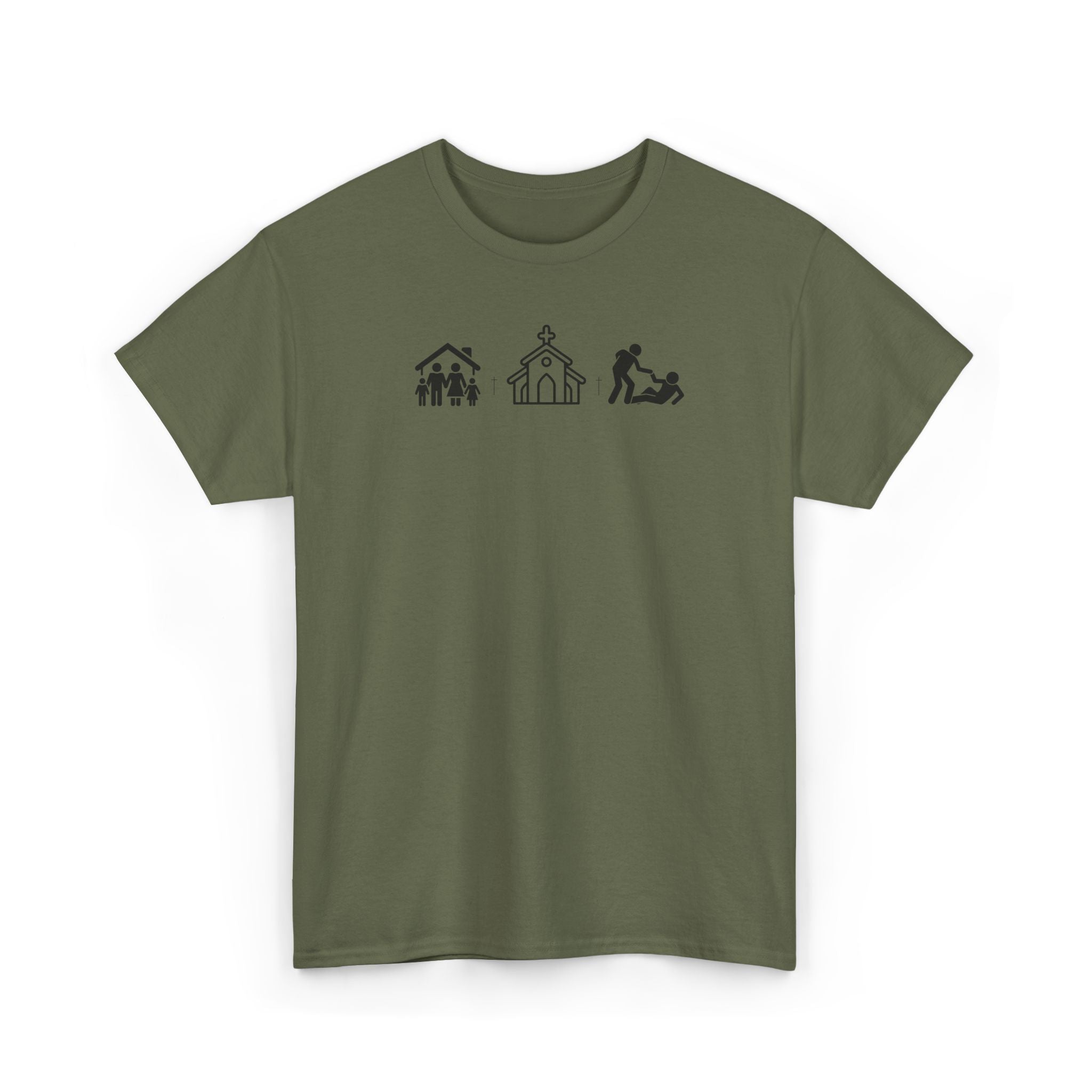 Build Your Family Go To Church Love Your Neighbor T-Shirt – Christian Faith-Based Tee for Men & Women