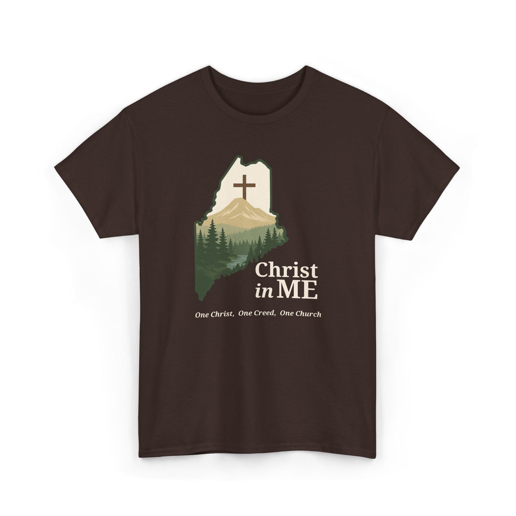 Christ in ME Christian T-Shirt Maine State Outline – Bold Faith - One Christ, One Creed, One Church