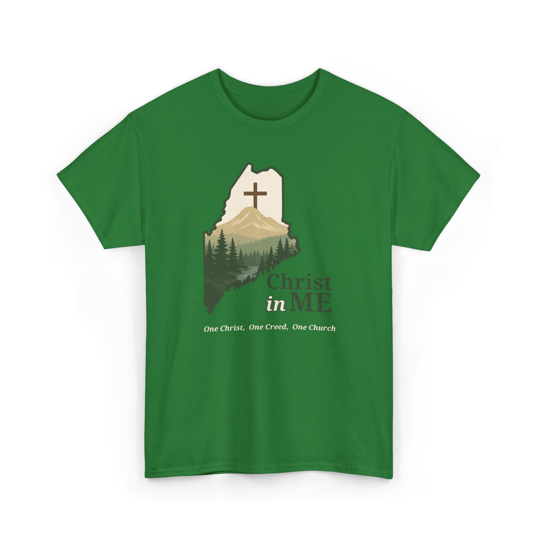 Christ in ME Christian T-Shirt Maine State Outline – Bold Faith - One Christ, One Creed, One Church