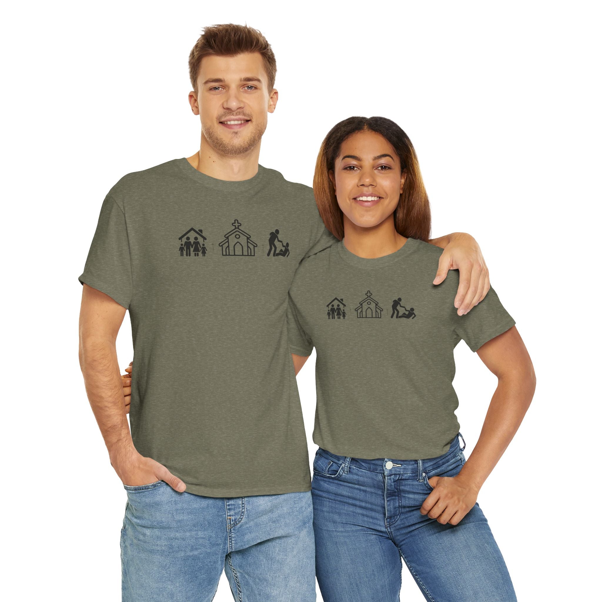Build Your Family Go To Church Love Your Neighbor T-Shirt – Christian Faith-Based Tee for Men & Women