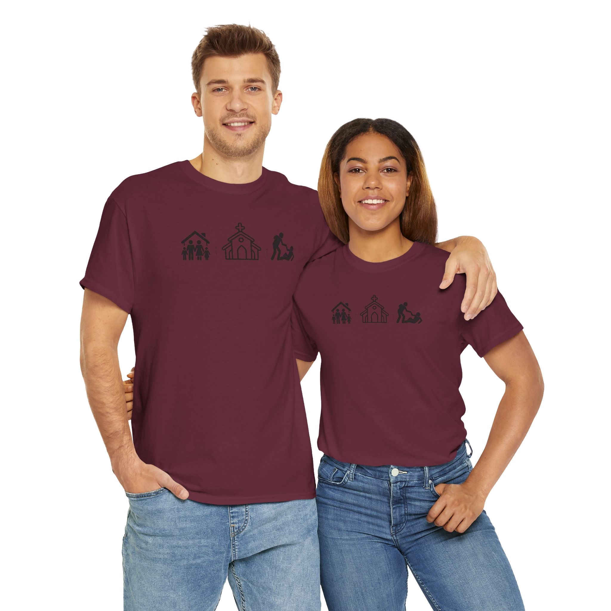 Build Your Family Go To Church Love Your Neighbor T-Shirt – Christian Faith-Based Tee for Men & Women
