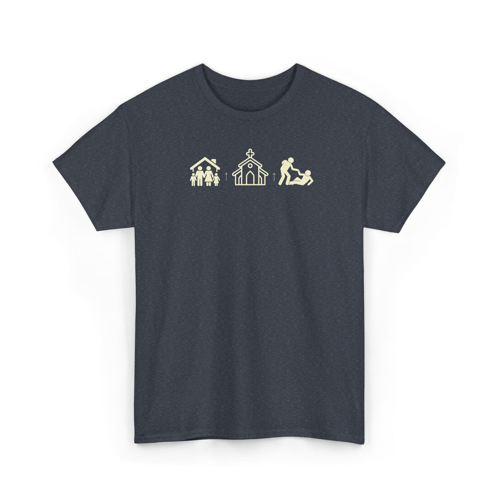 Build Your Family Go To Church Love Your Neighbor T-Shirt – Christian Faith-Based Tee for Men & Women