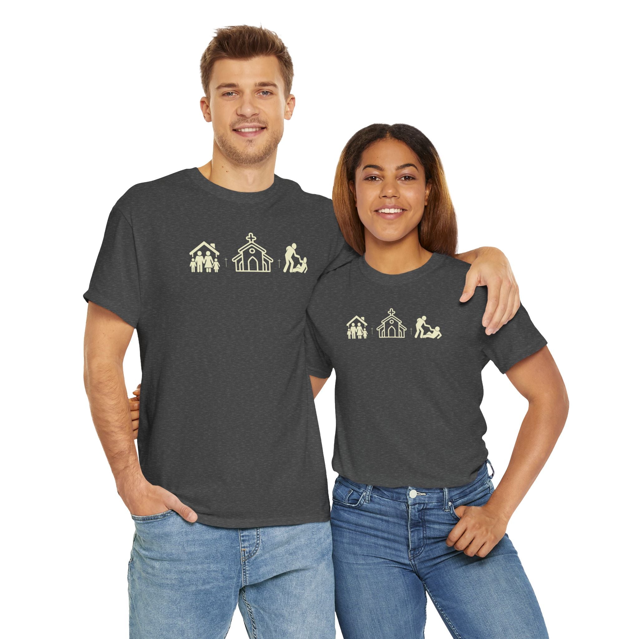 Build Your Family Go To Church Love Your Neighbor T-Shirt – Christian Faith-Based Tee for Men & Women