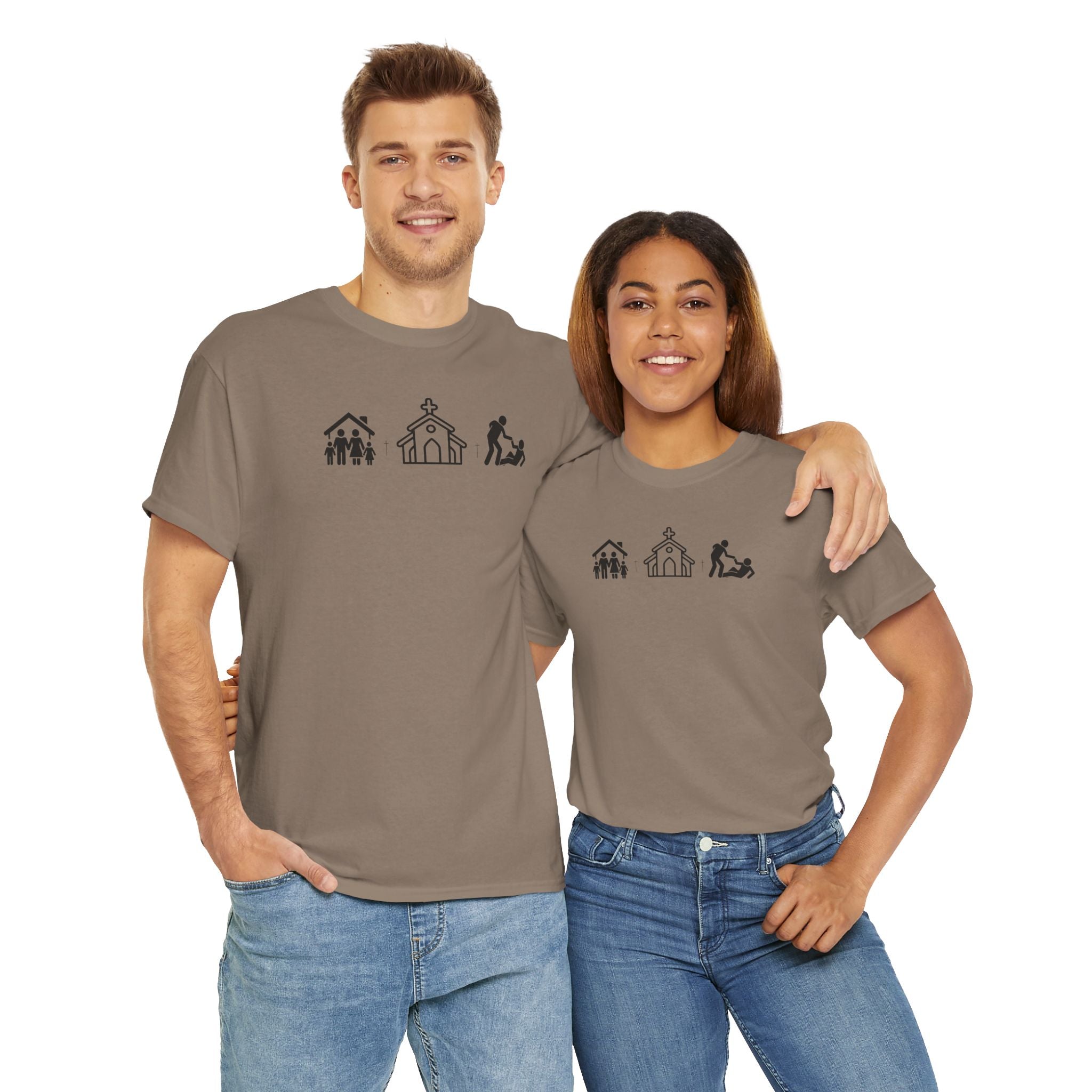 Build Your Family Go To Church Love Your Neighbor T-Shirt – Christian Faith-Based Tee for Men & Women