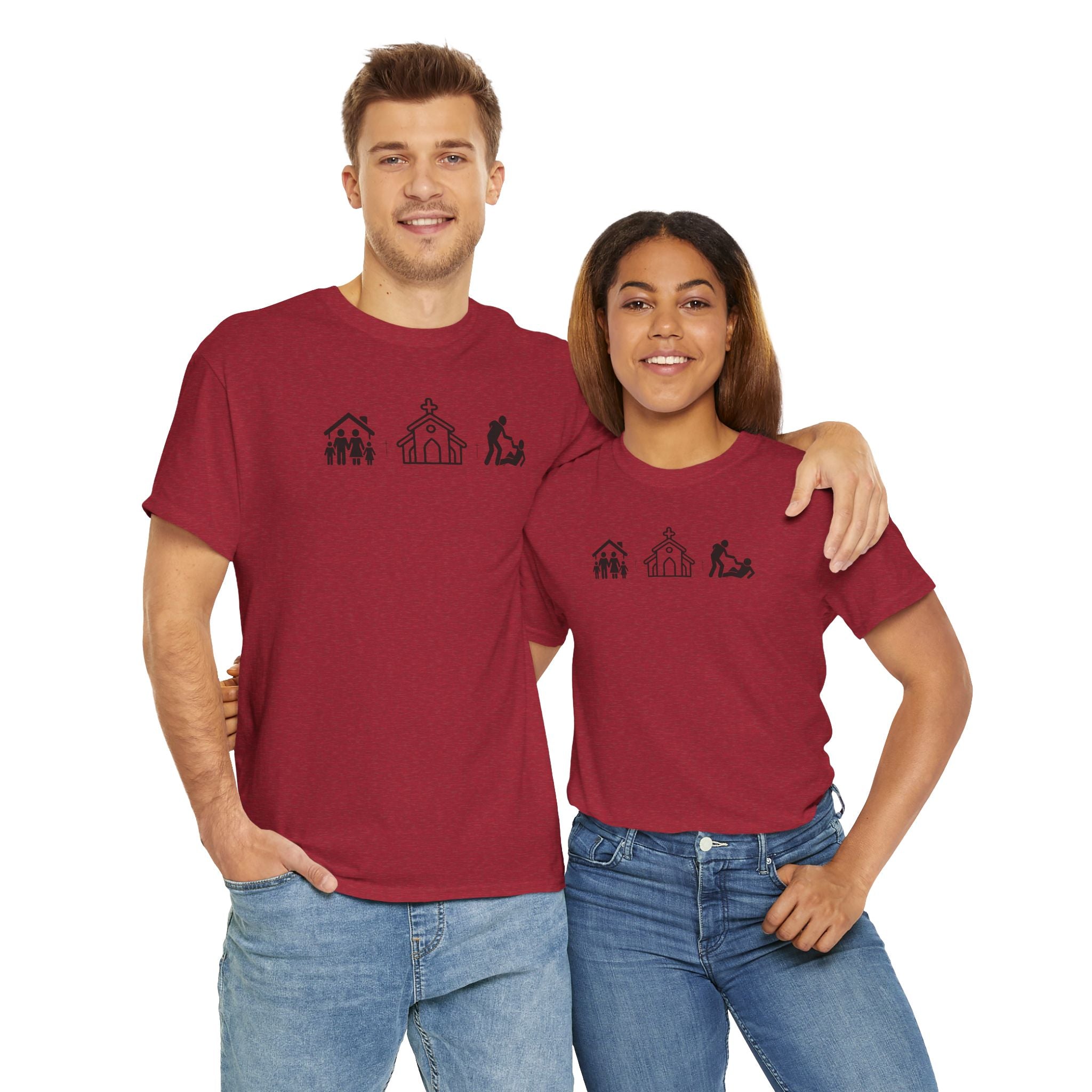 Build Your Family Go To Church Love Your Neighbor T-Shirt – Christian Faith-Based Tee for Men & Women