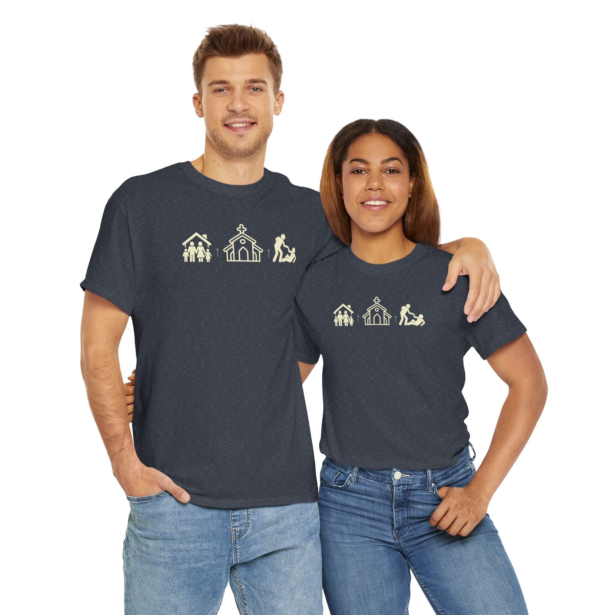 Build Your Family Go To Church Love Your Neighbor T-Shirt – Christian Faith-Based Tee for Men & Women