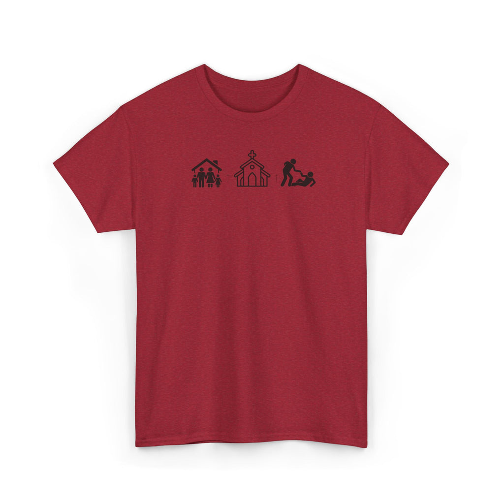 Build Your Family Go To Church Love Your Neighbor T-Shirt – Christian Faith-Based Tee for Men & Women