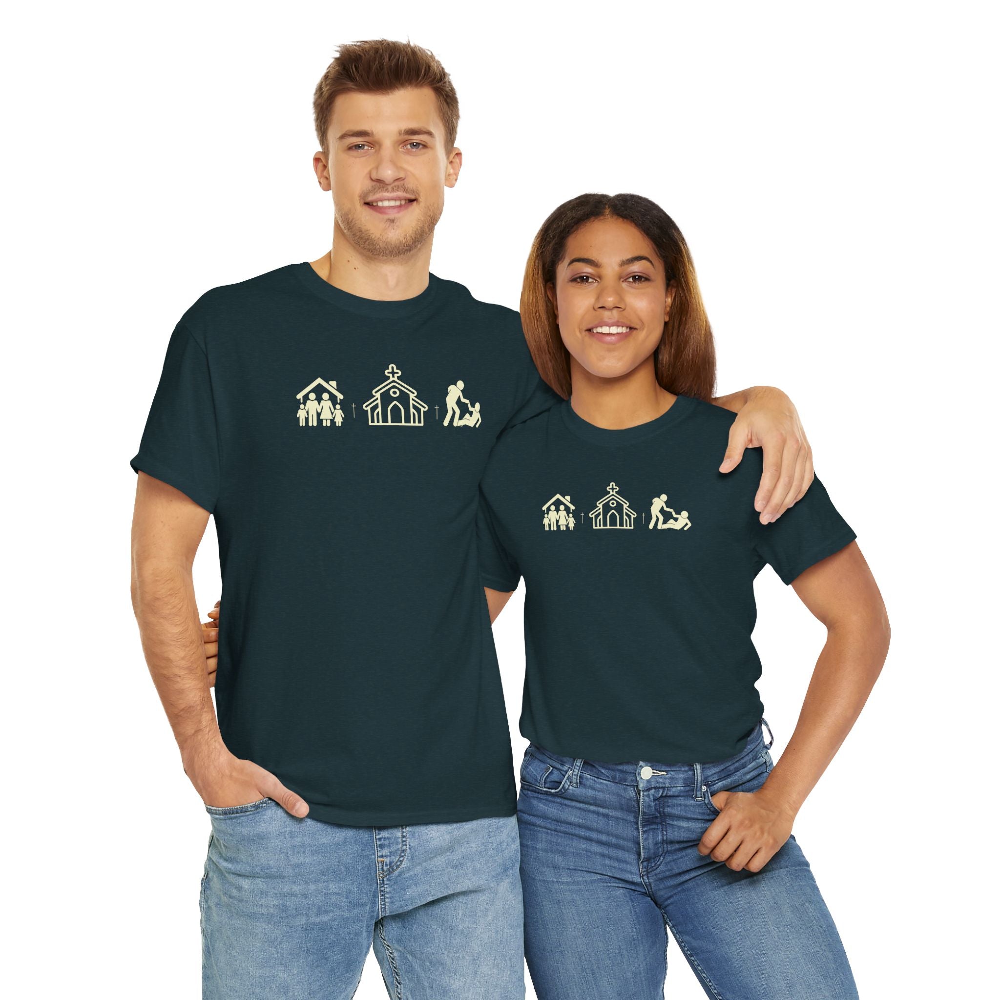 Build Your Family Go To Church Love Your Neighbor T-Shirt – Christian Faith-Based Tee for Men & Women