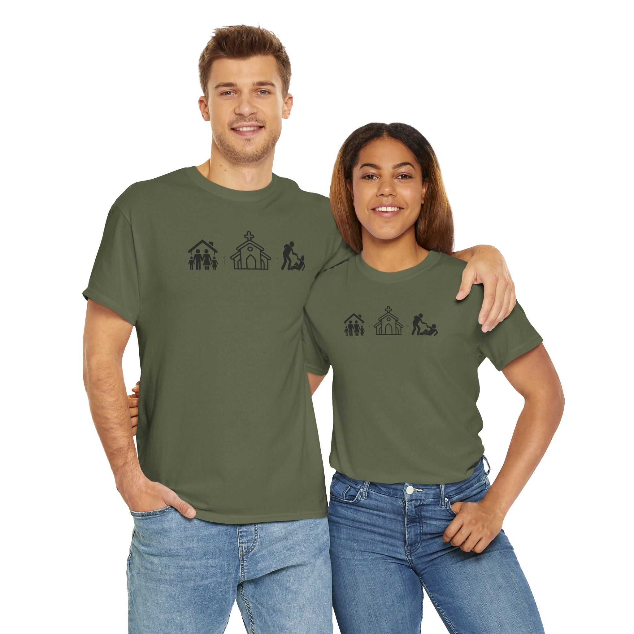 Build Your Family Go To Church Love Your Neighbor T-Shirt – Christian Faith-Based Tee for Men & Women